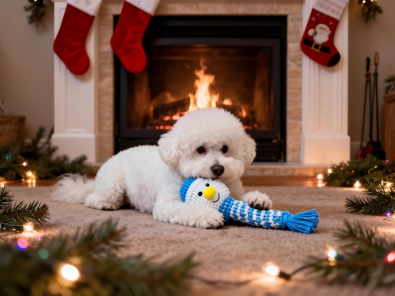 Christmas Themed Plush & Braided Rope Pet Toys Set - Santa, Reindeer, Snowman