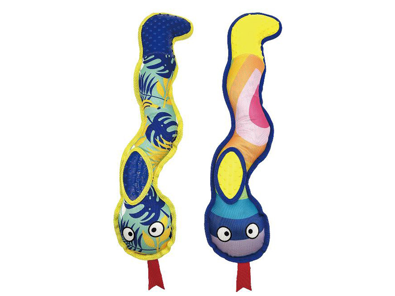 Tough Double-Layer Snake Dog Toy with Squeaker – Waterproof Summer Pet Toy