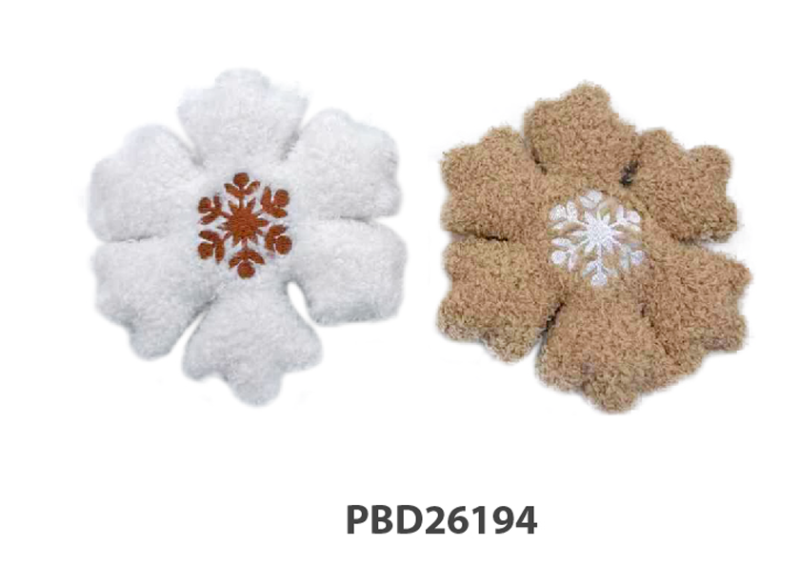 01 (2) Christmas Snowflake Plush Dog Toy Set Soft Embroidered Squeaky Toy