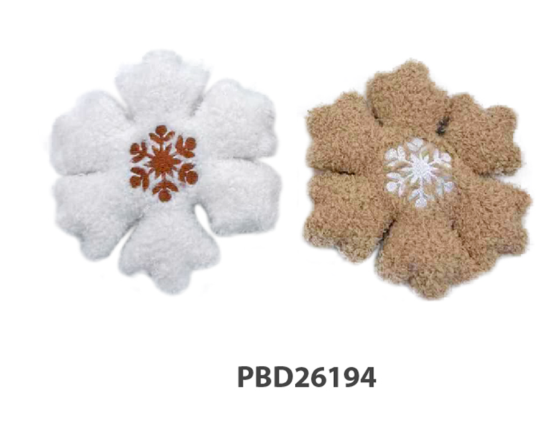 01 (2) Christmas Snowflake Plush Dog Toy Set Soft Embroidered Squeaky Toy