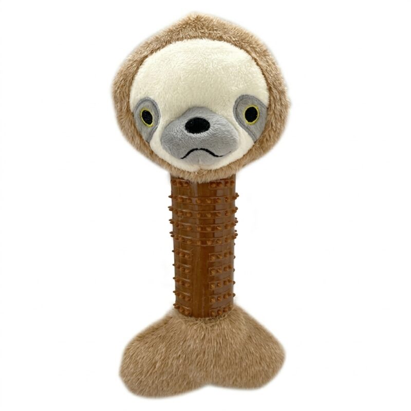 01 (7) Squeaky Plush Animal Dog Toys with Textured Chew Handle