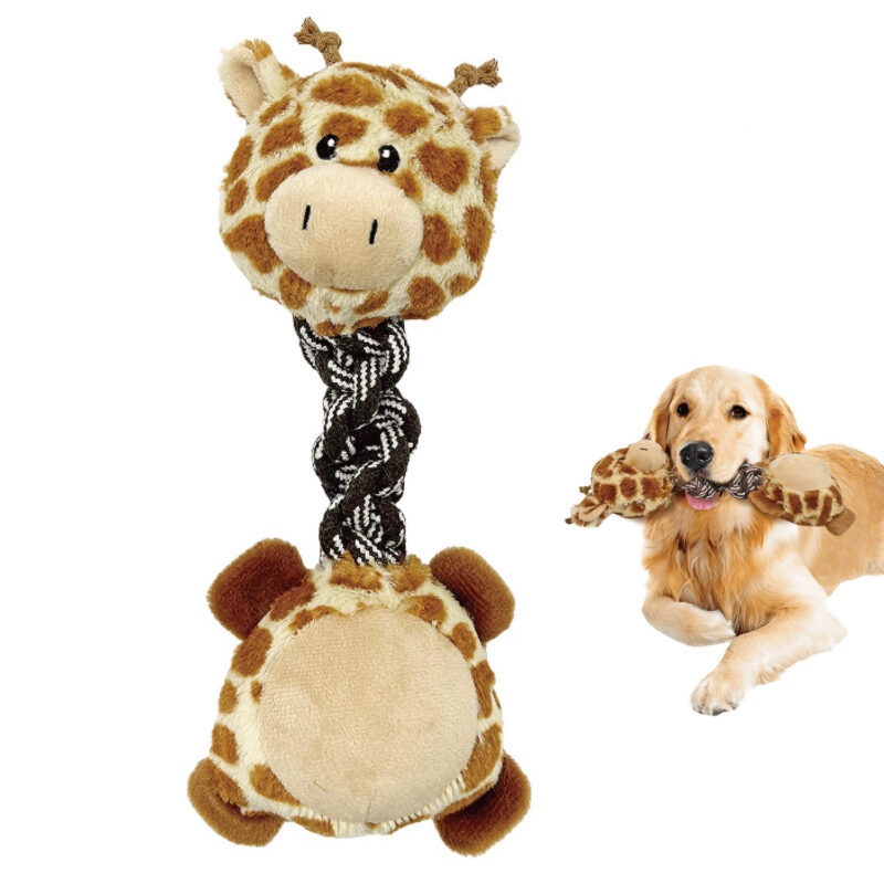 1 3-in-1 Plush Giraffe Squeaky Dog Rope Toy OEM