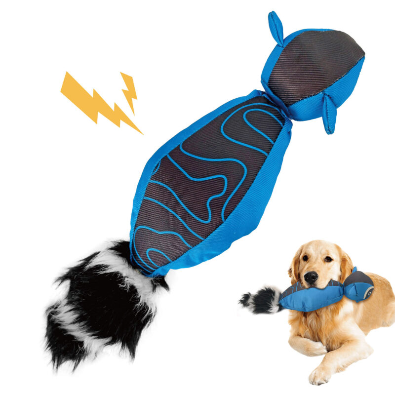 Launching Flying Raccoon Dog Toy OEM - Slingshot Squeaky Fetch Toy with Plush Tail