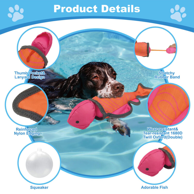2-5 Launching Flying Fish Dog Toy Wholesale - Floating Slingshot Squeaky Water Toy