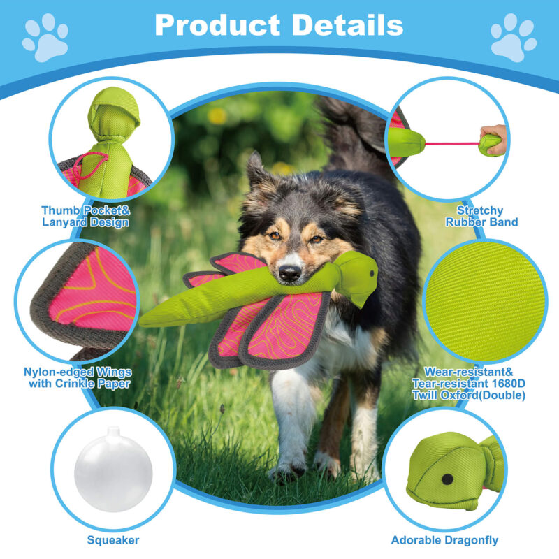 Flying Dragonfly Dog Squeaky Toy OEM - Launchable Oxford Insect Toy for Dogs