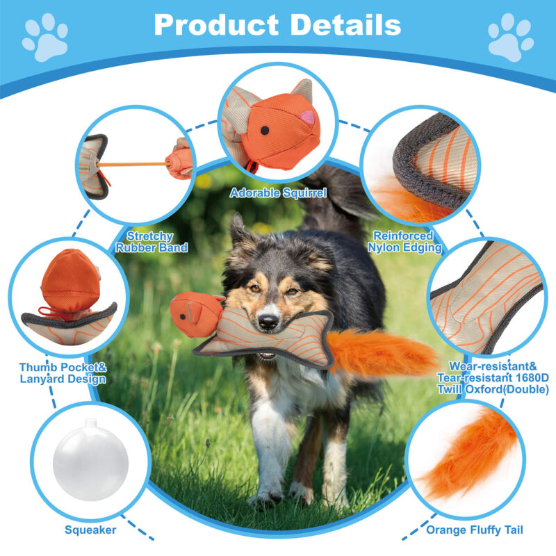 2 Launching Flying Squirrel Dog Toy Wholesale - Slingshot Outdoor Fetch Toy with Fluffy Tail