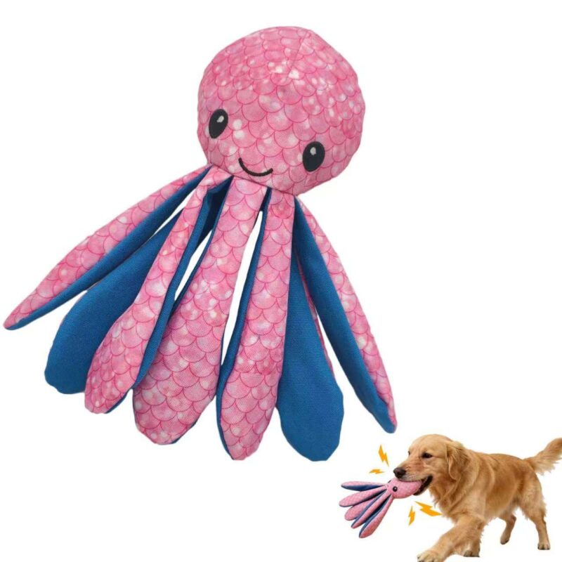 235b3353c68fc39b177b481fb2c9cd6d Eco-Friendly Recycled Canvas Octopus Squeaky Dog Toy – Multi-Tentacle Interactive Plush Toy for Boredom Relief