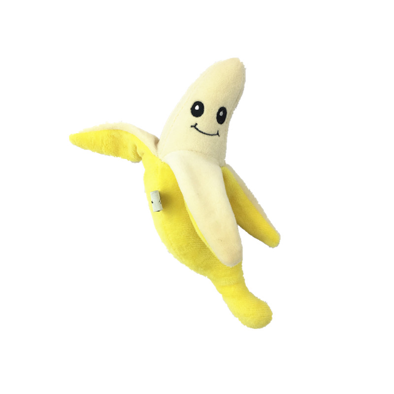 Plush Peeled Banana Interactive Squeaky Pet Toy