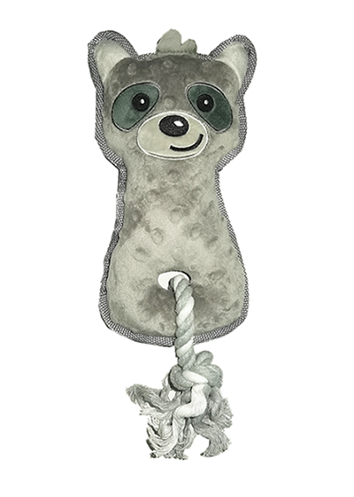 Durable Edge Series Plush Raccoon Dog Toy with Heavy-Duty Edge & Knotted Rope