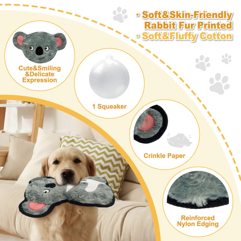 3 Durable Edge Koala Dog Toy OEM - Reinforced Nylon Border Squeaky Plush Toy