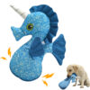 3 Eco-Friendly Recycled Canvas Seahorse Squeaky Dog Toy – Durable Plush Interactive Fetch Toy for Small & Medium Dogs