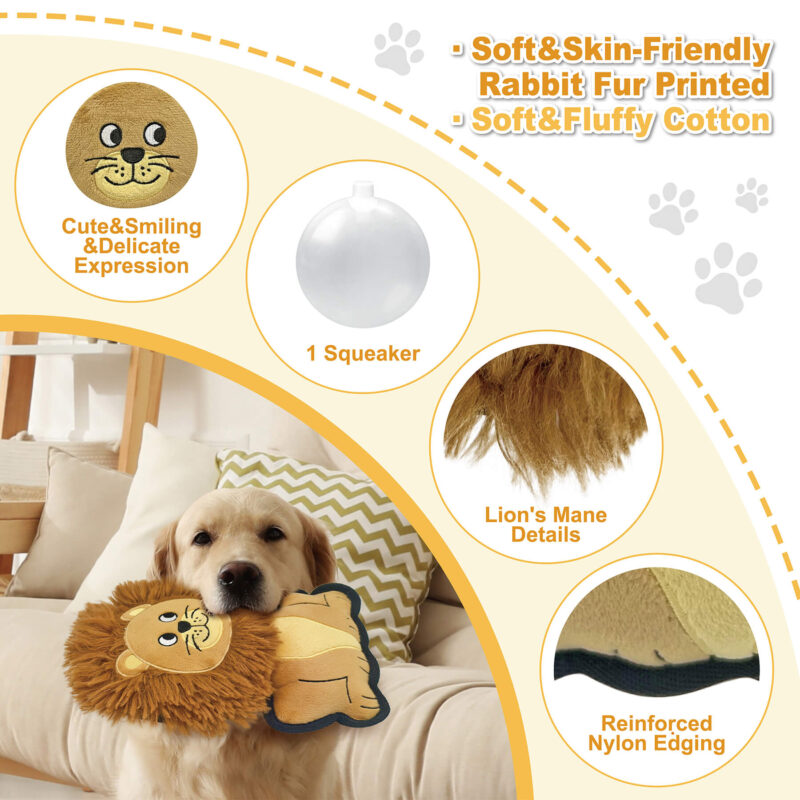 Durable Edge Lion Dog Toy Wholesale - Heavy Duty Plush Toy with Mane & Squeaker