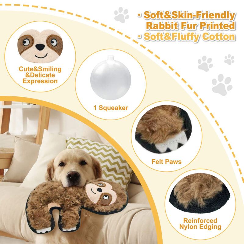 3 Durable Edge Sloth Dog Toy Manufacturer - Reinforced Edge Plush Squeaky Toy