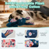 3 Calming Plush Bunny Squeaky Dog Toy–Navy Blue Floral Sleeping Rabbit Toy with Dual Squeakers for Anxiety Relief