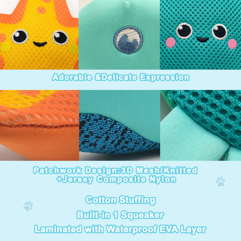 3 拷贝 3-Pack Floating Squeaky Dog Water Toys Set – Durable 3D Mesh Ocean Animal Plush Toys (Whale, Octopus, Starfish) for Pool & Lake Fetch