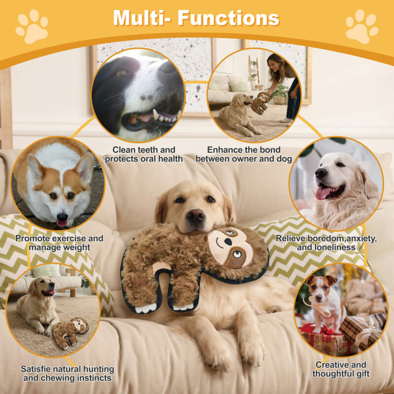 4 (1) Durable Edge Sloth Dog Toy Manufacturer - Reinforced Edge Plush Squeaky Toy