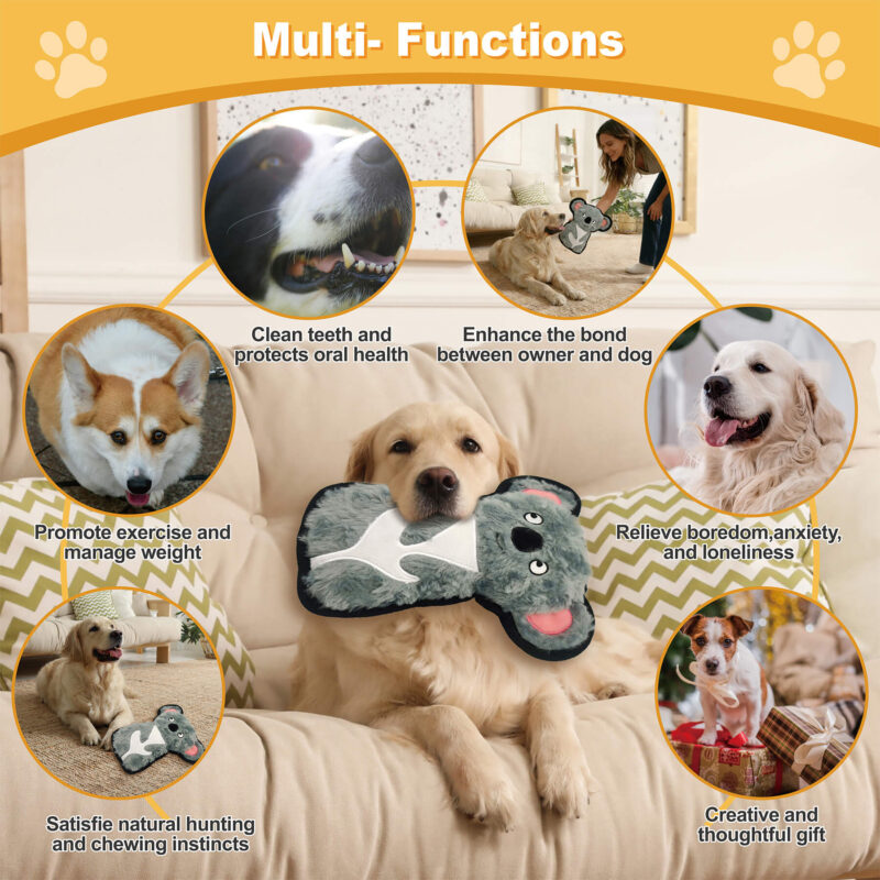 4 Durable Edge Koala Dog Toy OEM - Reinforced Nylon Border Squeaky Plush Toy