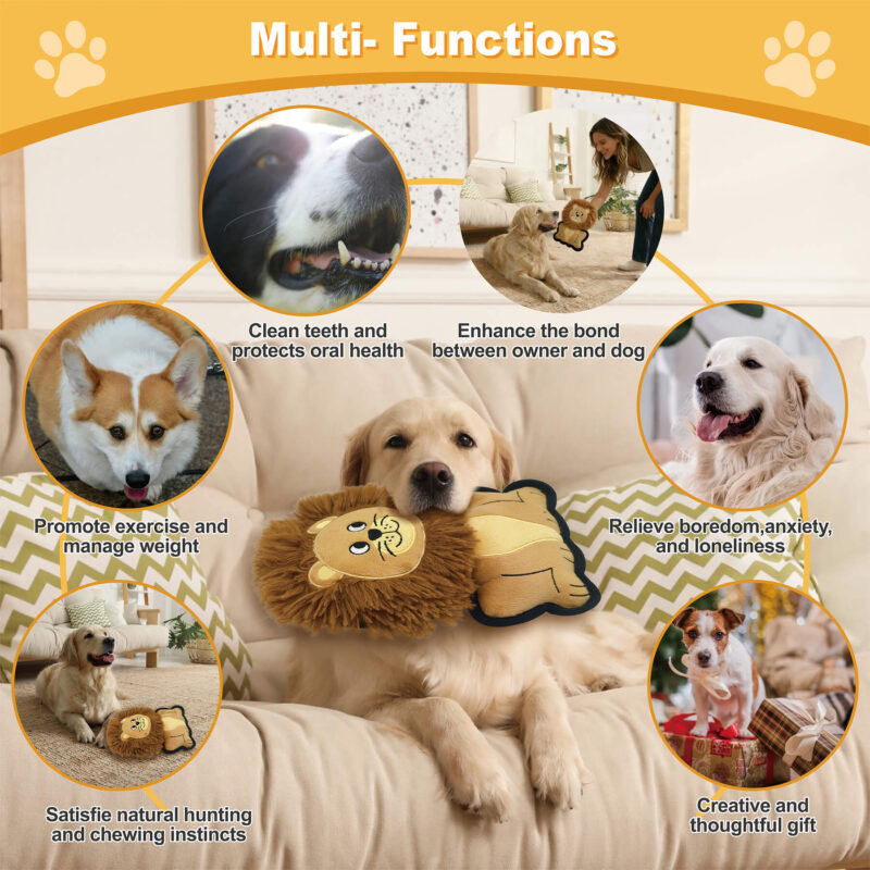 Durable Edge Lion Dog Toy Wholesale - Heavy Duty Plush Toy with Mane & Squeaker