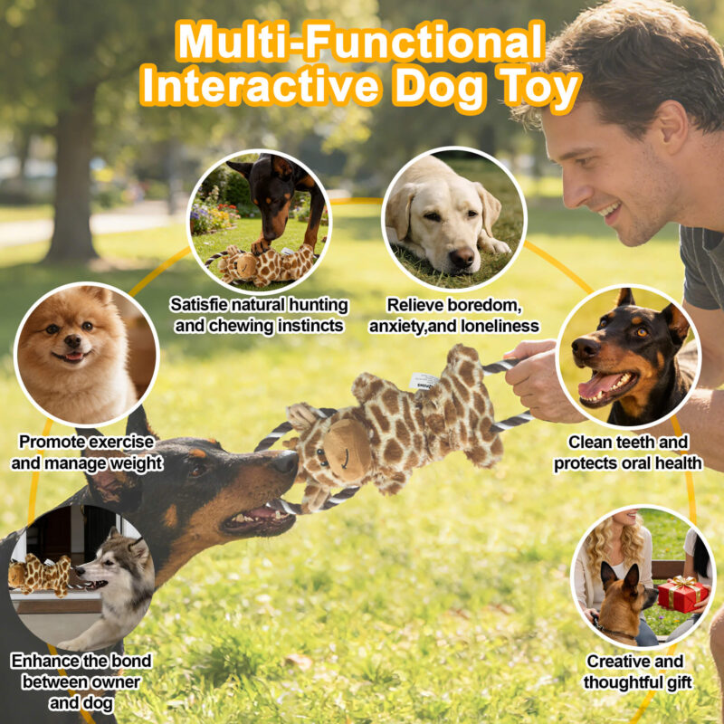 4 4-in-1 Giraffe Plush Squeaky Dog Rope Toy OEM