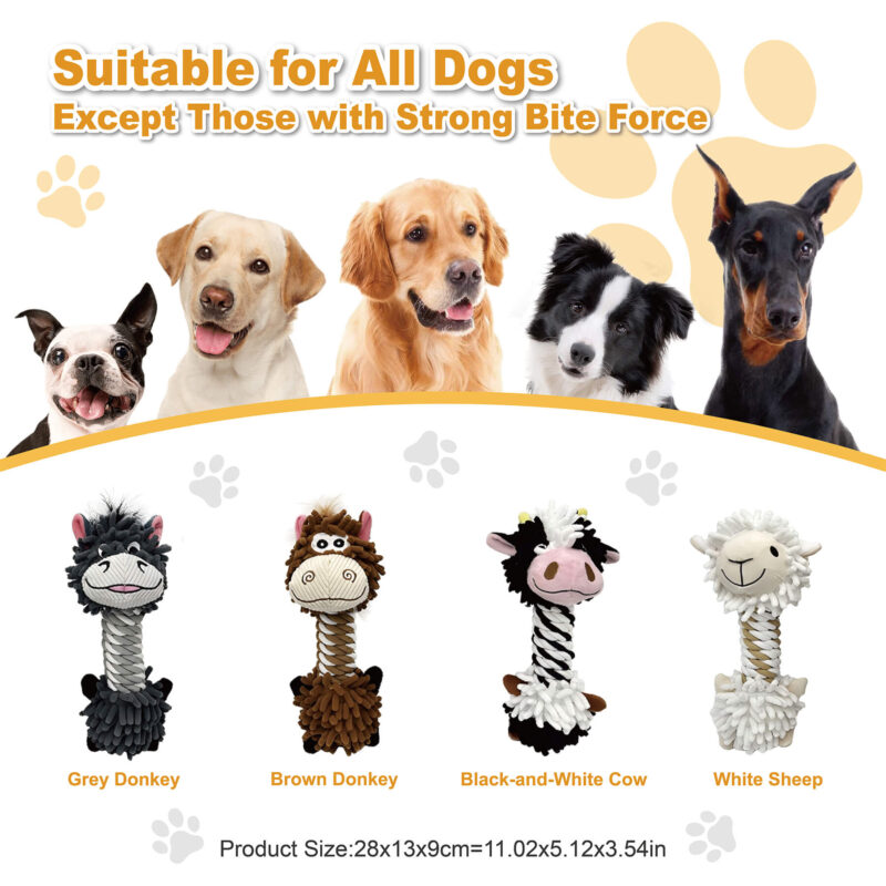 5 3-in-1 Mop Plush Donkey Squeaky Dog Rope Toy OEM