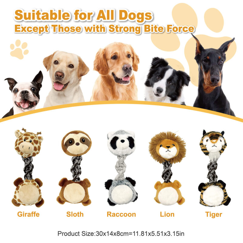 5 3-in-1 Plush Giraffe Squeaky Dog Rope Toy OEM