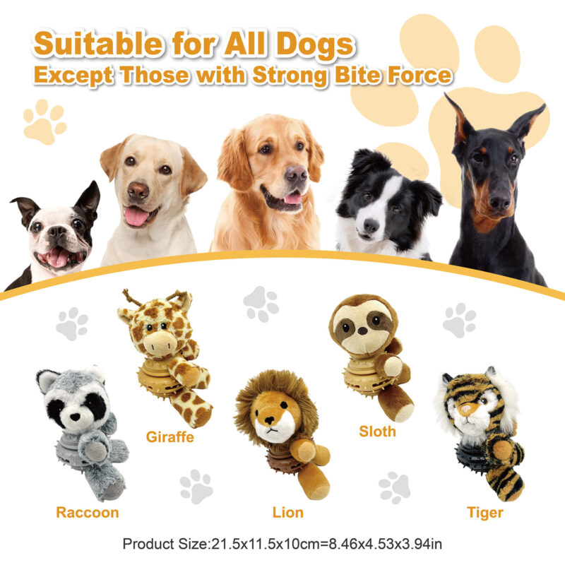 5 4-in-1 Plush Giraffe Squeaky Treat Dispenser Dog Chew Toy OEM