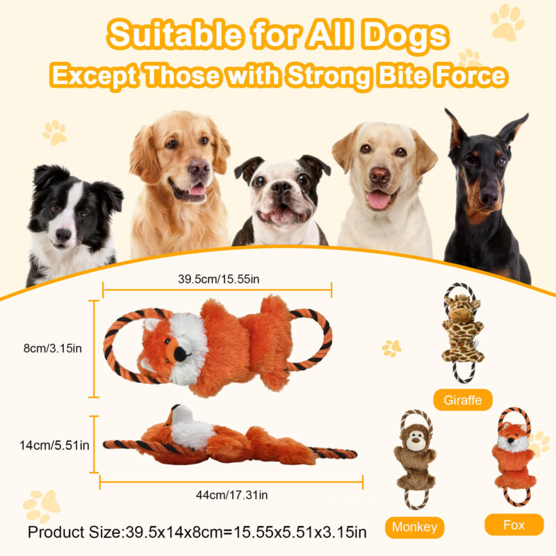 4-in-1 Monkey Plush Squeaky Dog Rope Toy OEM