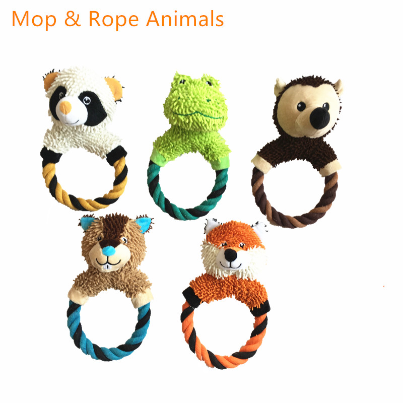 Mop Plush Animal Ring Dog Rope Toy for Chewing