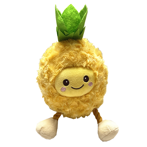 Fluffy Pineapple Plush Dog Toy with Cotton Rope
