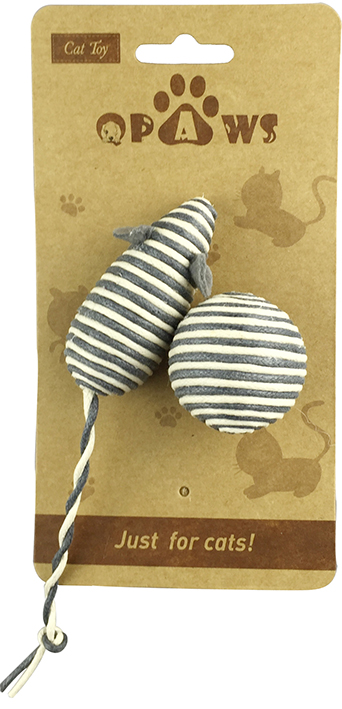 CT16-57 Plush Mouse Cat Toy Set with Tail Feathers & Catnip for Indoor Pouncing