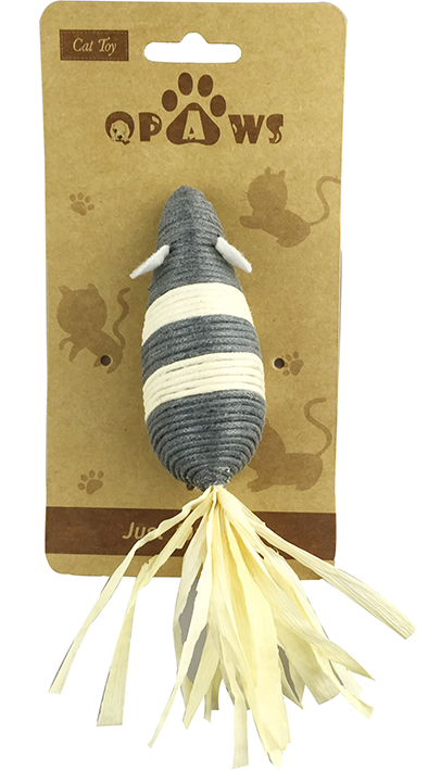 CT16-62 Plush Mouse Cat Toy Set with Tail Feathers & Catnip for Indoor Pouncing