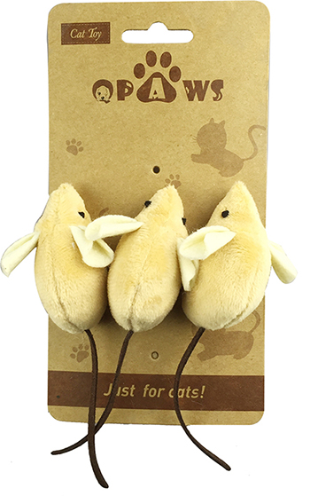 CT16-75 Plush Mouse Cat Toy Set with Tail Feathers & Catnip for Indoor Pouncing