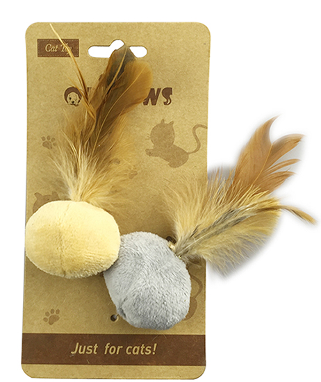 CT16-88 Fluffy Feather & Pom Pom Cat Toy Set for Kitten Swatting & Chasing
