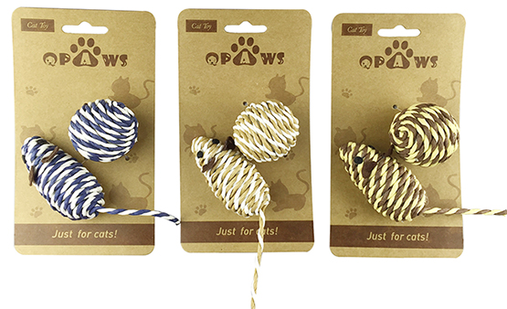 CT16-90 Woven Rope Cat Mouse & Ball Toy Set for Indoor Cats Scratching & Chewing