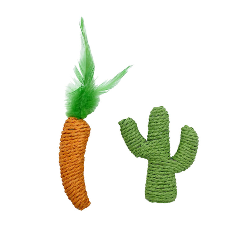 Natural Paper Rope Carrot Cactus Cat Scratching Chew Toy