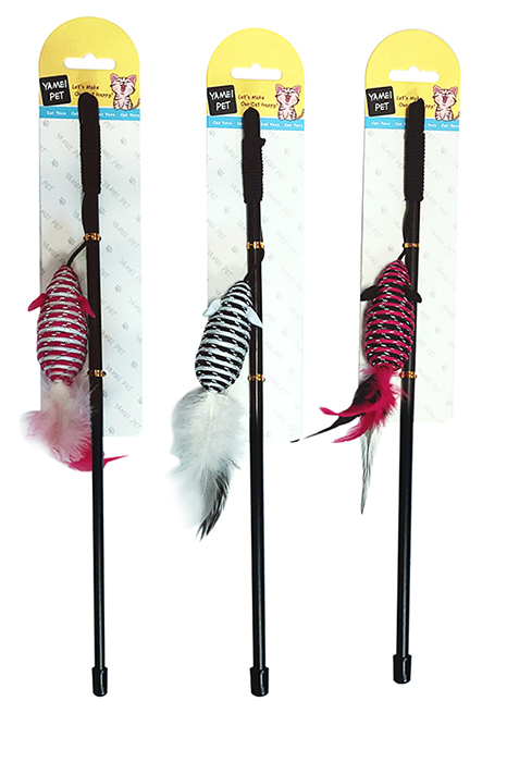 oppo_0 Interactive Plush Bird Cat Wand Toy with Feathers for Indoor Hunting Play