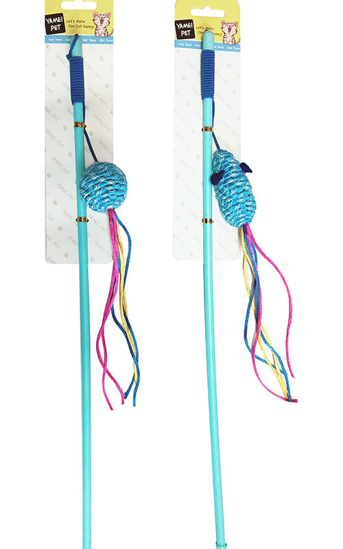 oppo_0 Colorful Streamer & Ribbon Cat Wand Toy with Plush Balls for Fast Chasing