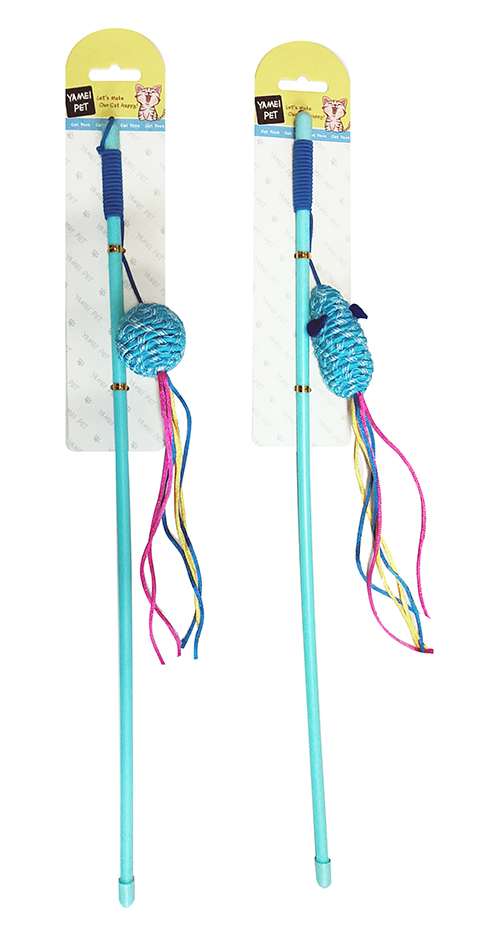 oppo_0 Colorful Streamer & Ribbon Cat Wand Toy with Plush Balls for Fast Chasing
