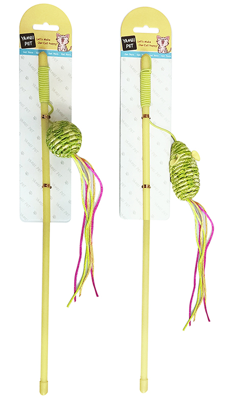 oppo_0 Colorful Streamer & Ribbon Cat Wand Toy with Plush Balls for Fast Chasing