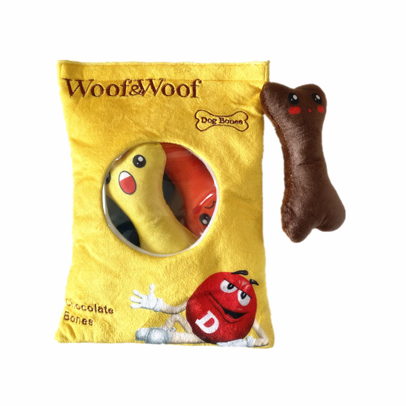 IMG_1433_副本 Squeaky Candy Bag Hide-and-Seek Plush Dog Toy with Mini Bone Toys