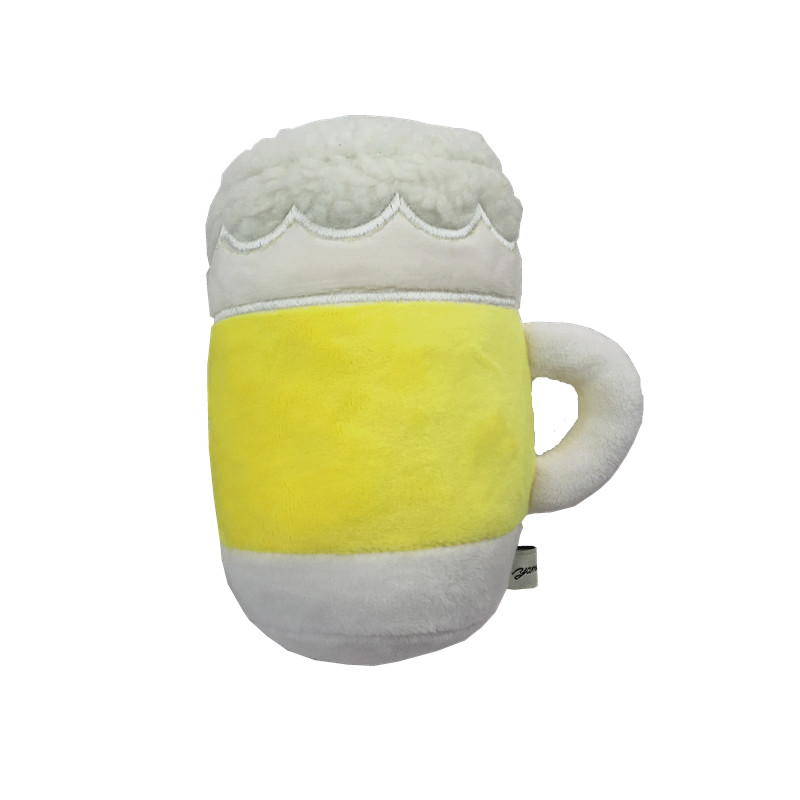 Squeaky Beer Mug Plush Dog Toy Novelty Beverage Dog Toy