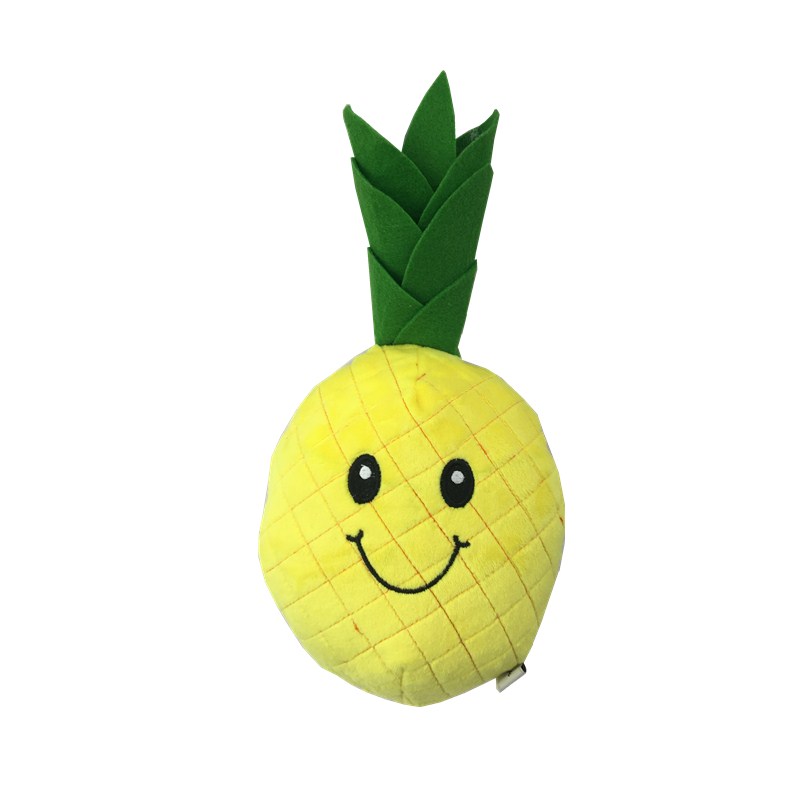 IMG_7763_副本 Fluffy Pineapple Plush Dog Toy with Cotton Rope