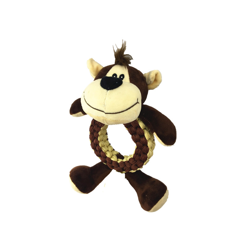 IMG_7785_副本 Plush Monkey Ring Dog Toy with Braided Body