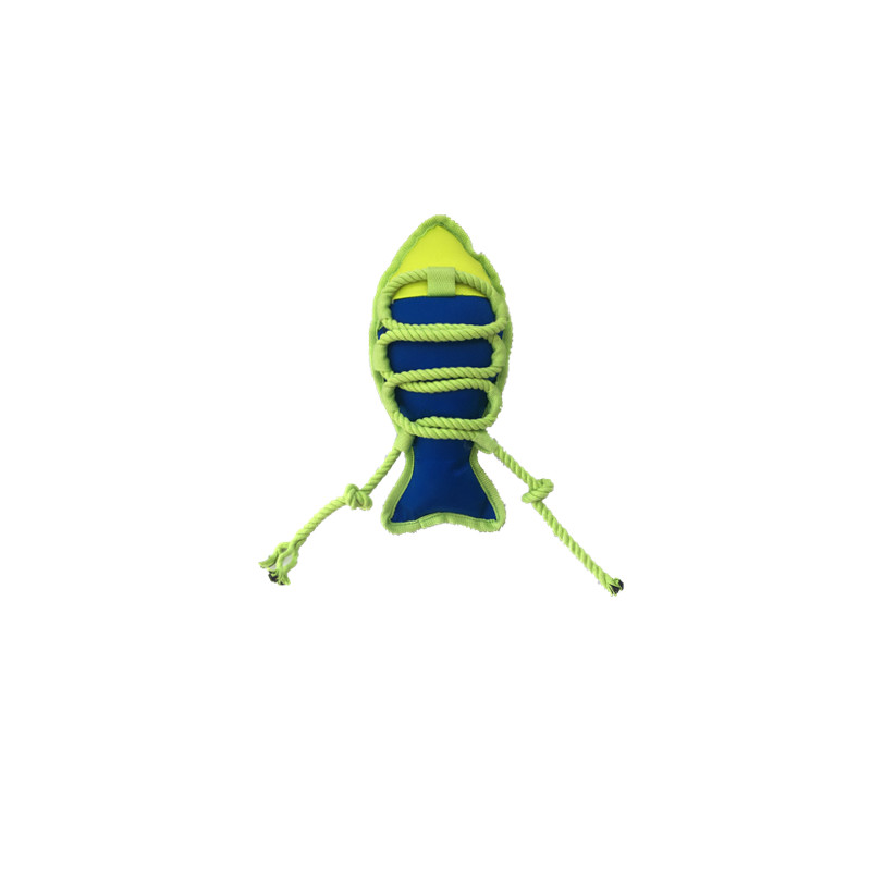IMG_8049_副本 Plush Striped Tropical Fish Dog Toy with Rope Knots