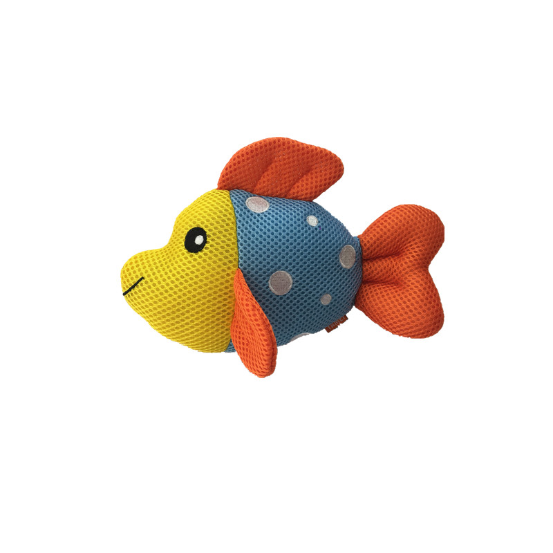 Cute Polka Dot Fish Plush Squeaky Dog Toy