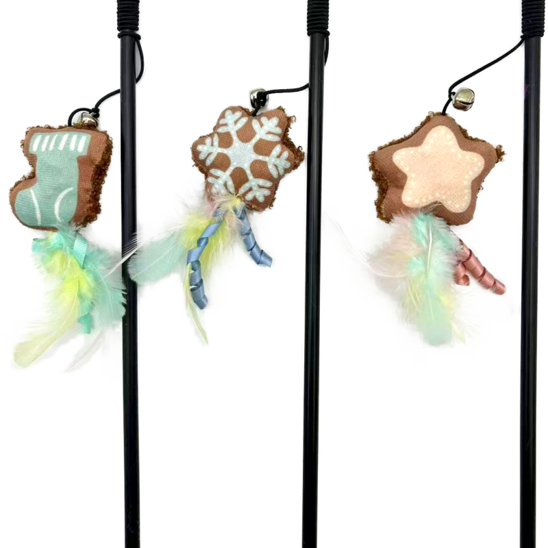 Interactive Cat Feather Teaser Wand Plush Pendant Toy