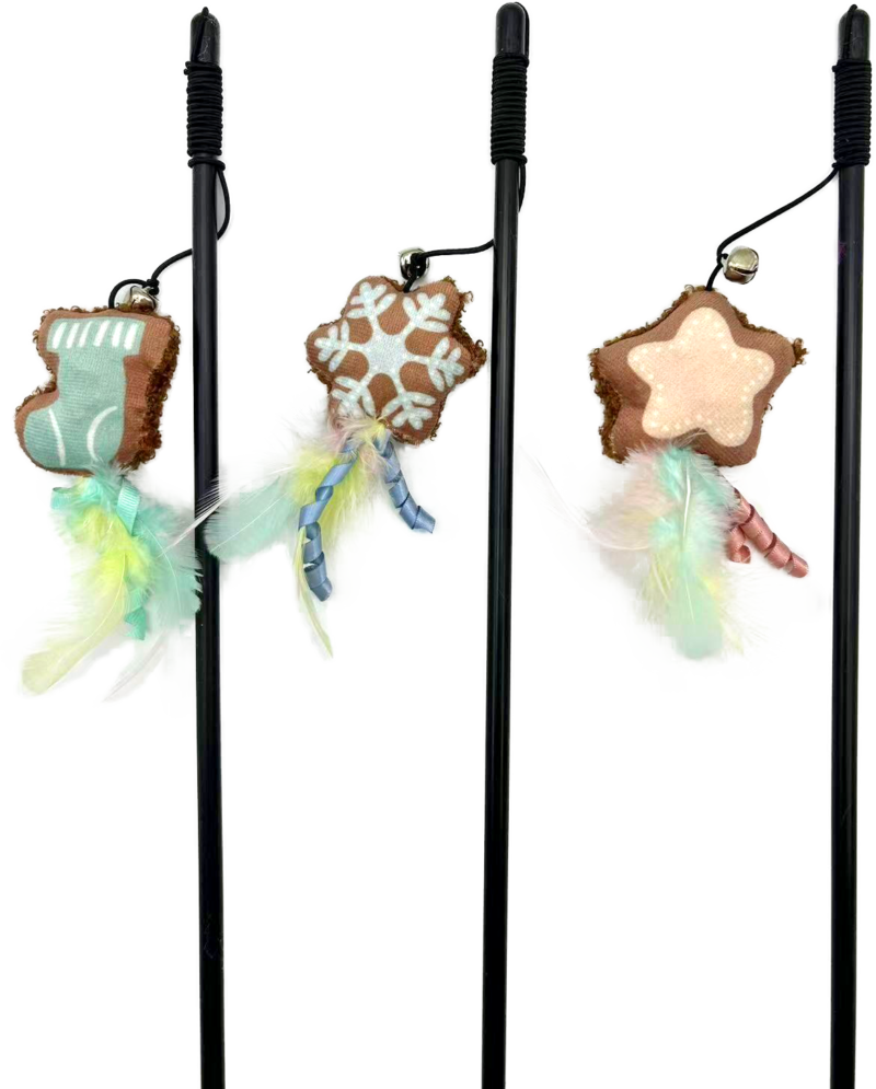 Interactive Cat Feather Teaser Wand Plush Pendant Toy