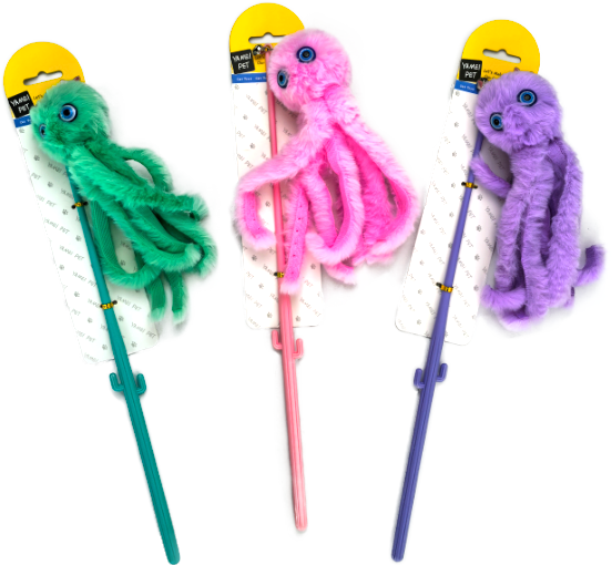 Interactive Cat Feather Teaser Wand Plush Pendant Toy