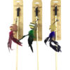 YMC17048副本 Wooden Cat Teaser Wand with Leather Tassels & Natural Feather Tails