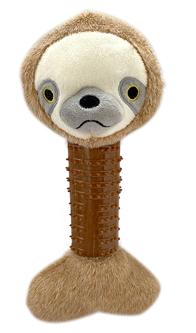 Squeaky Plush Animal Dog Toys with Textured Chew Handle